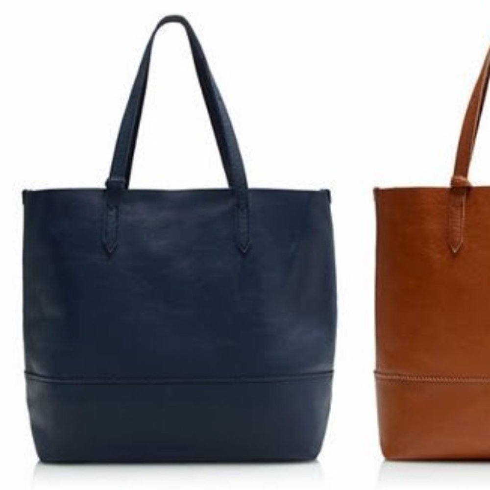 J. Crew Leather Downing Tote Bag in Black